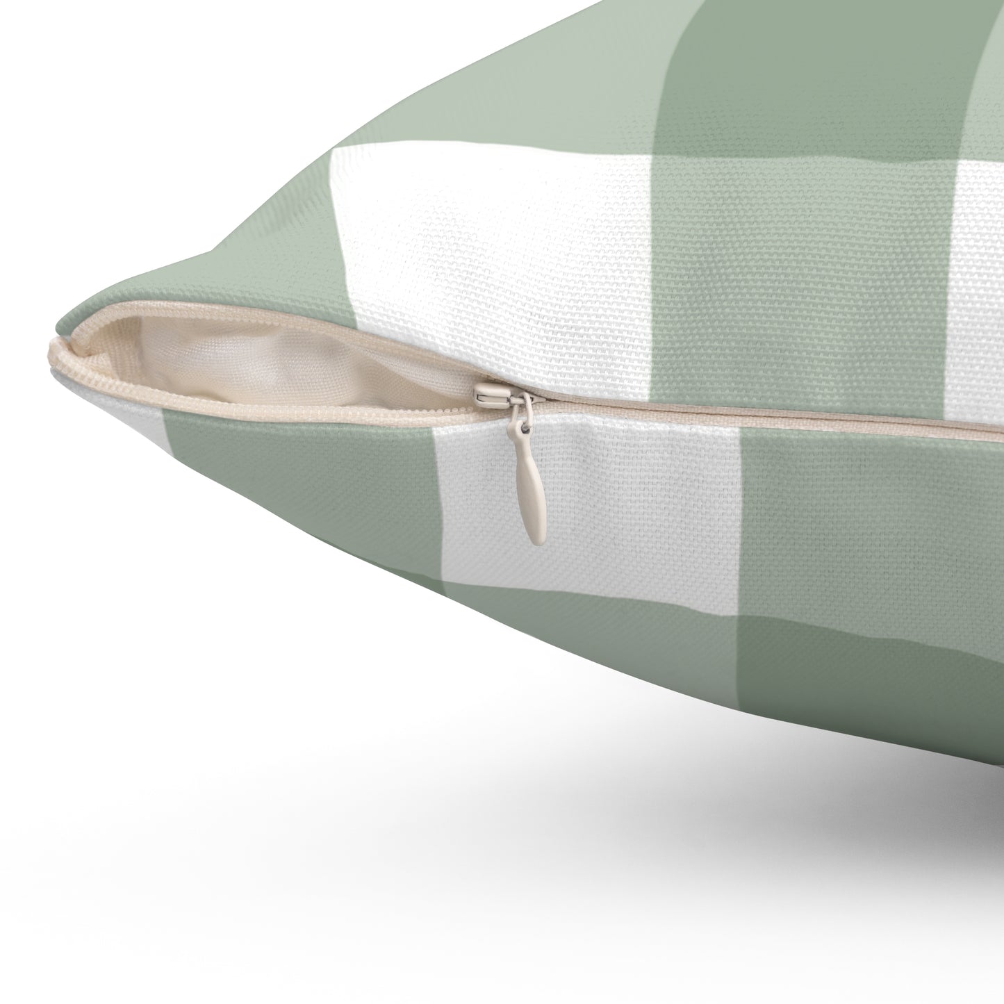 Sage Green Buffalo Plaid Spun Polyester Square Pillow