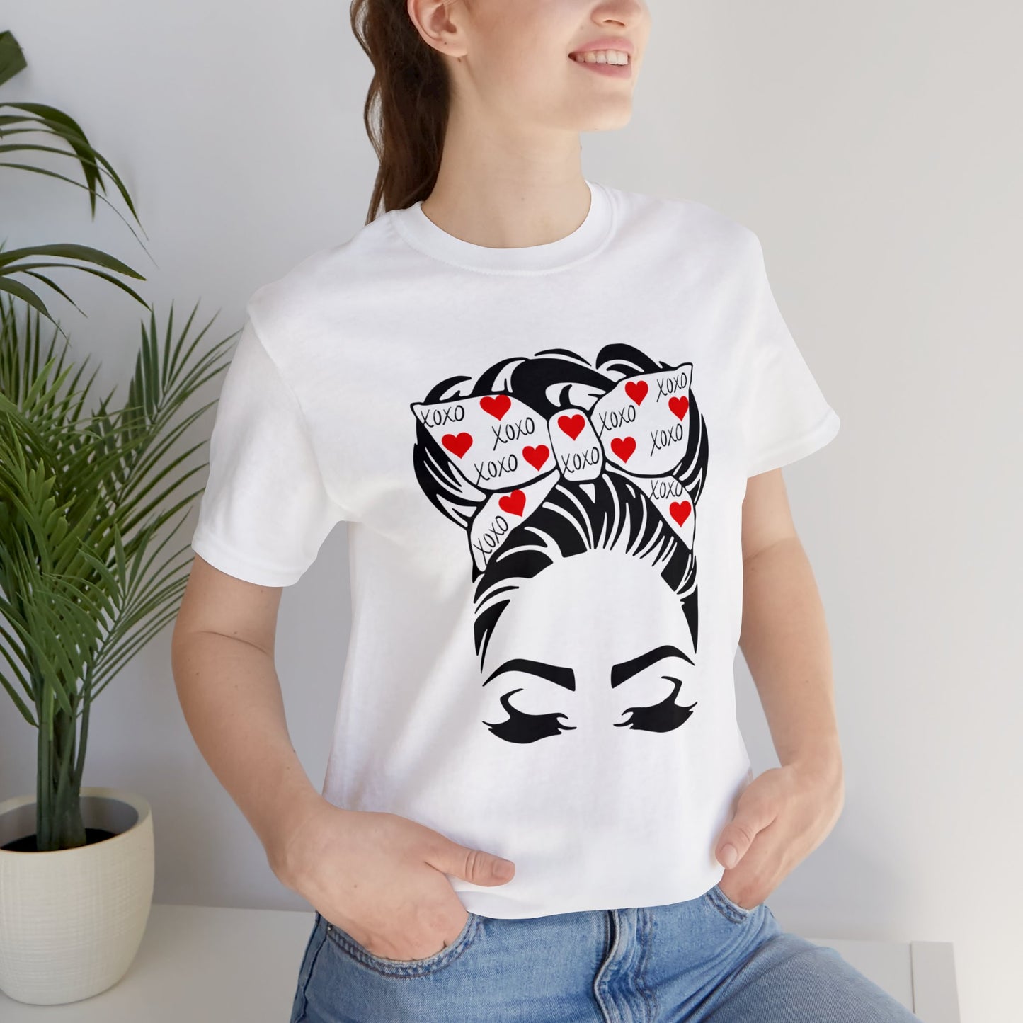 Valentine's Day Messy Bun | Unisex Jersey Short Sleeve Tee