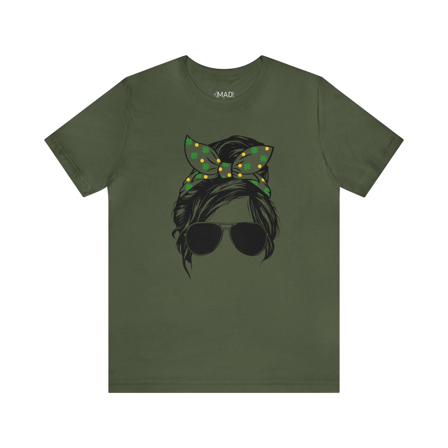 Green | Shamrock | Messy Bun | St. Patrick's Day | Unisex Jersey Short Sleeve Tee