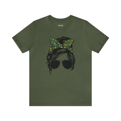 Green | Shamrock | Messy Bun | St. Patrick's Day | Unisex Jersey Short Sleeve Tee