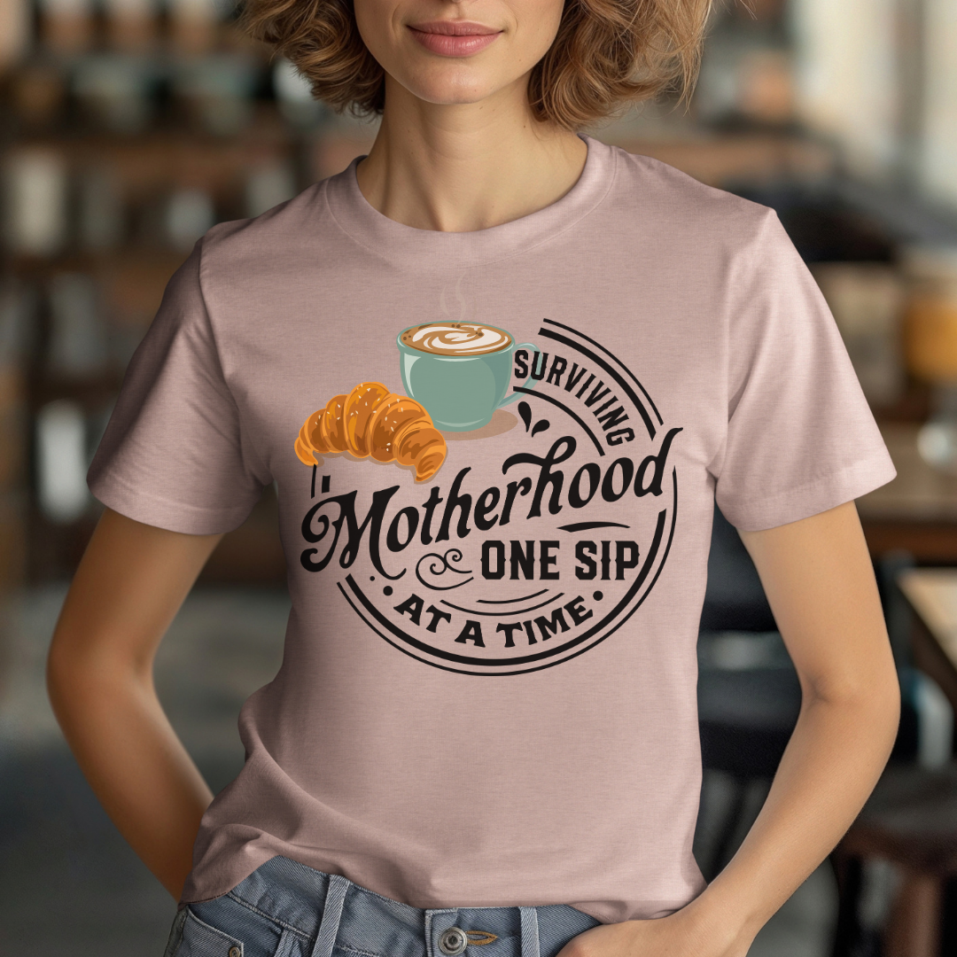 Surviving Motherhood One Sip at a Time Unisex Jersey Short Sleeve Tee