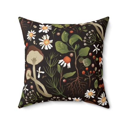 Floral Mushroom Spun Polyester Square Pillow