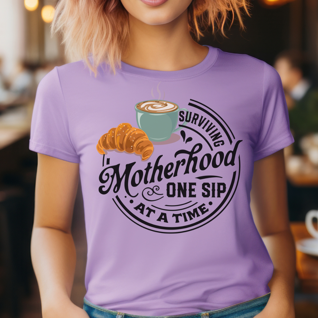 Surviving Motherhood One Sip at a Time Unisex Jersey Short Sleeve Tee