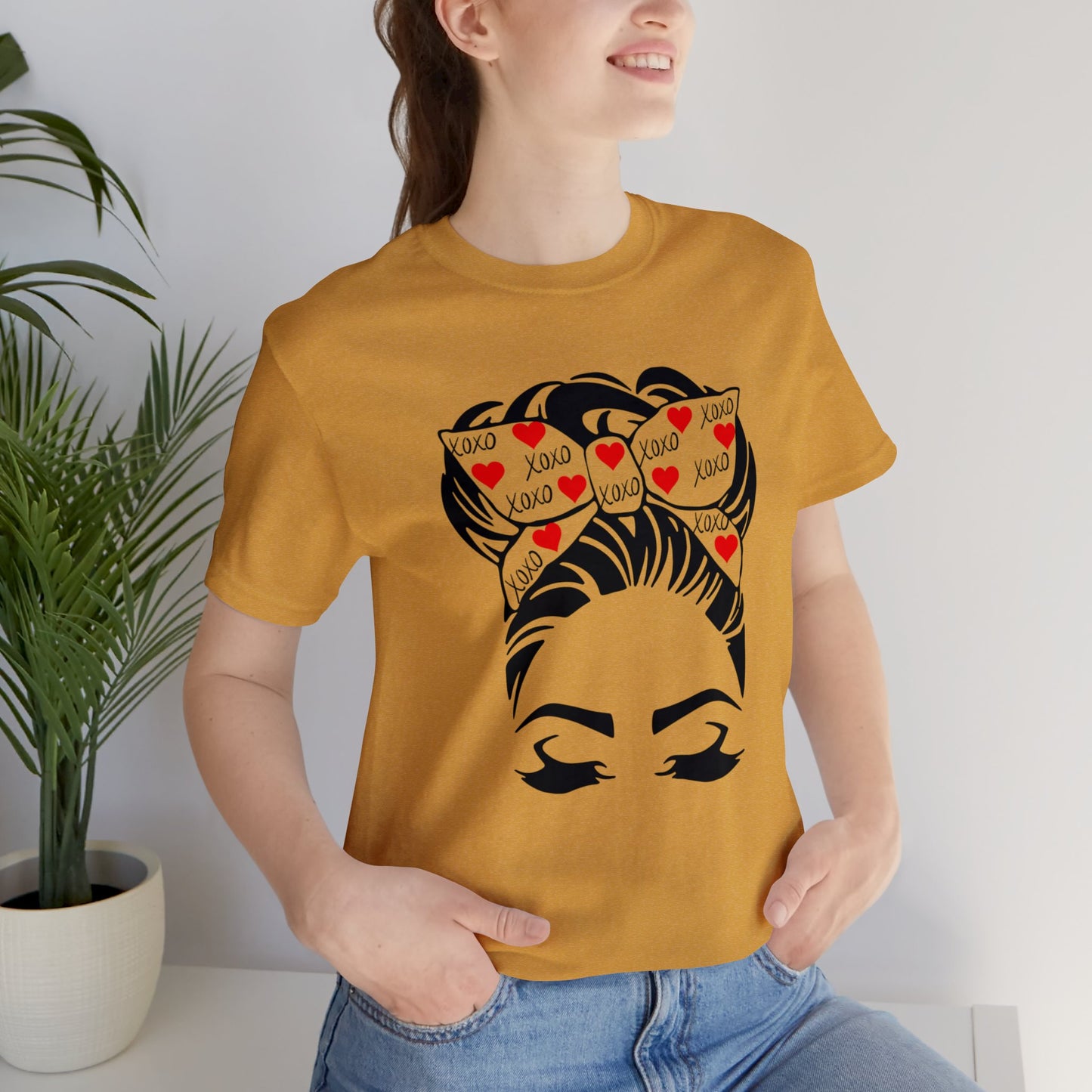 Valentine's Day Messy Bun | Unisex Jersey Short Sleeve Tee