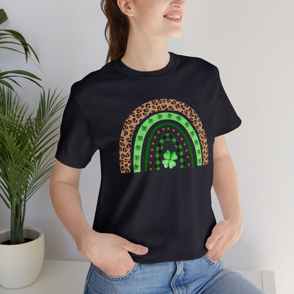 Green Lepard Rainbow St. Patrick's Day Unisex Jersey Short Sleeve Tee