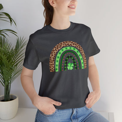 Green Lepard Rainbow St. Patrick's Day Unisex Jersey Short Sleeve Tee