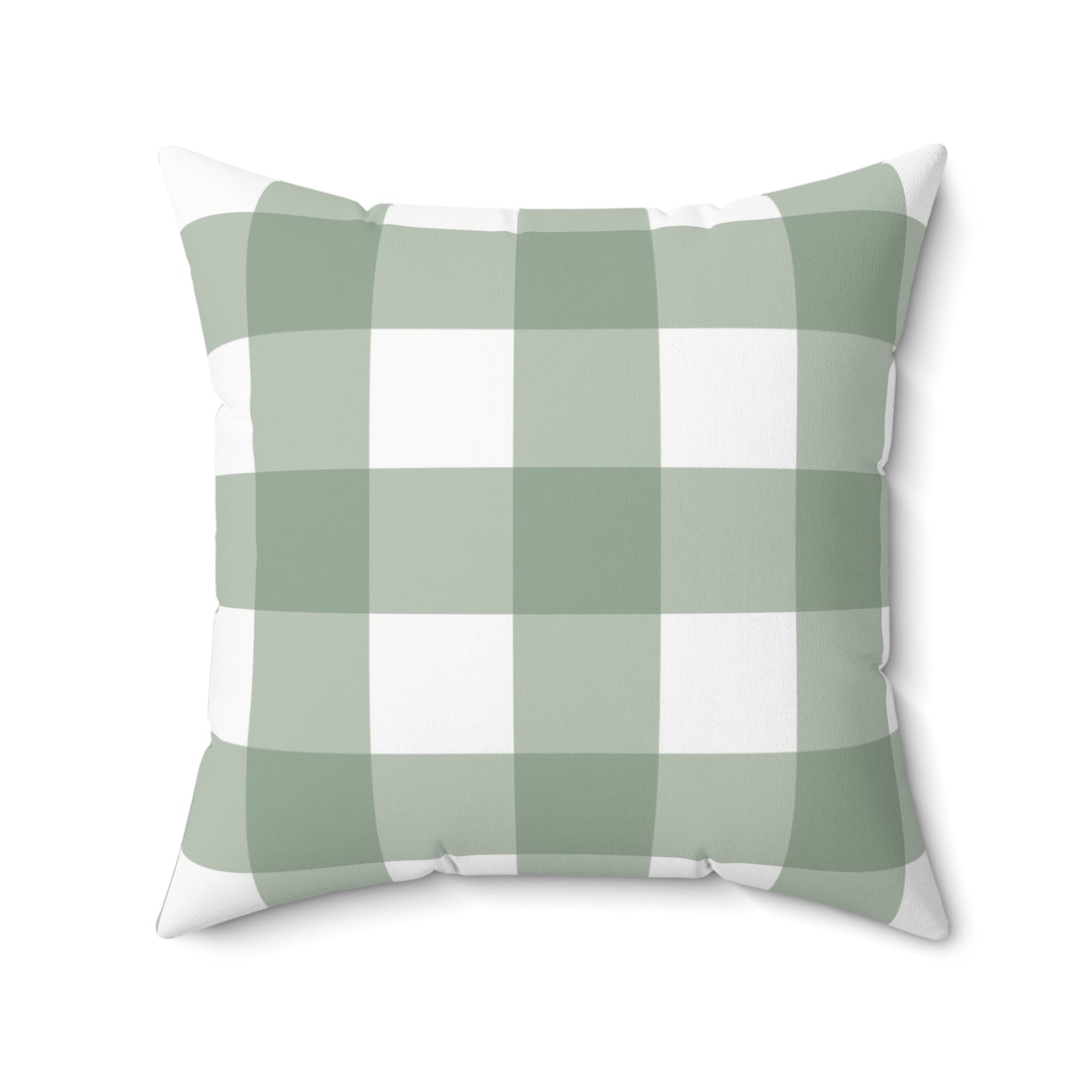 Sage Green Buffalo Plaid Spun Polyester Square Pillow