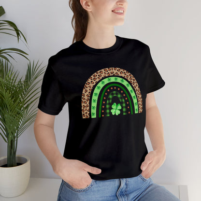 Green Lepard Rainbow St. Patrick's Day Unisex Jersey Short Sleeve Tee