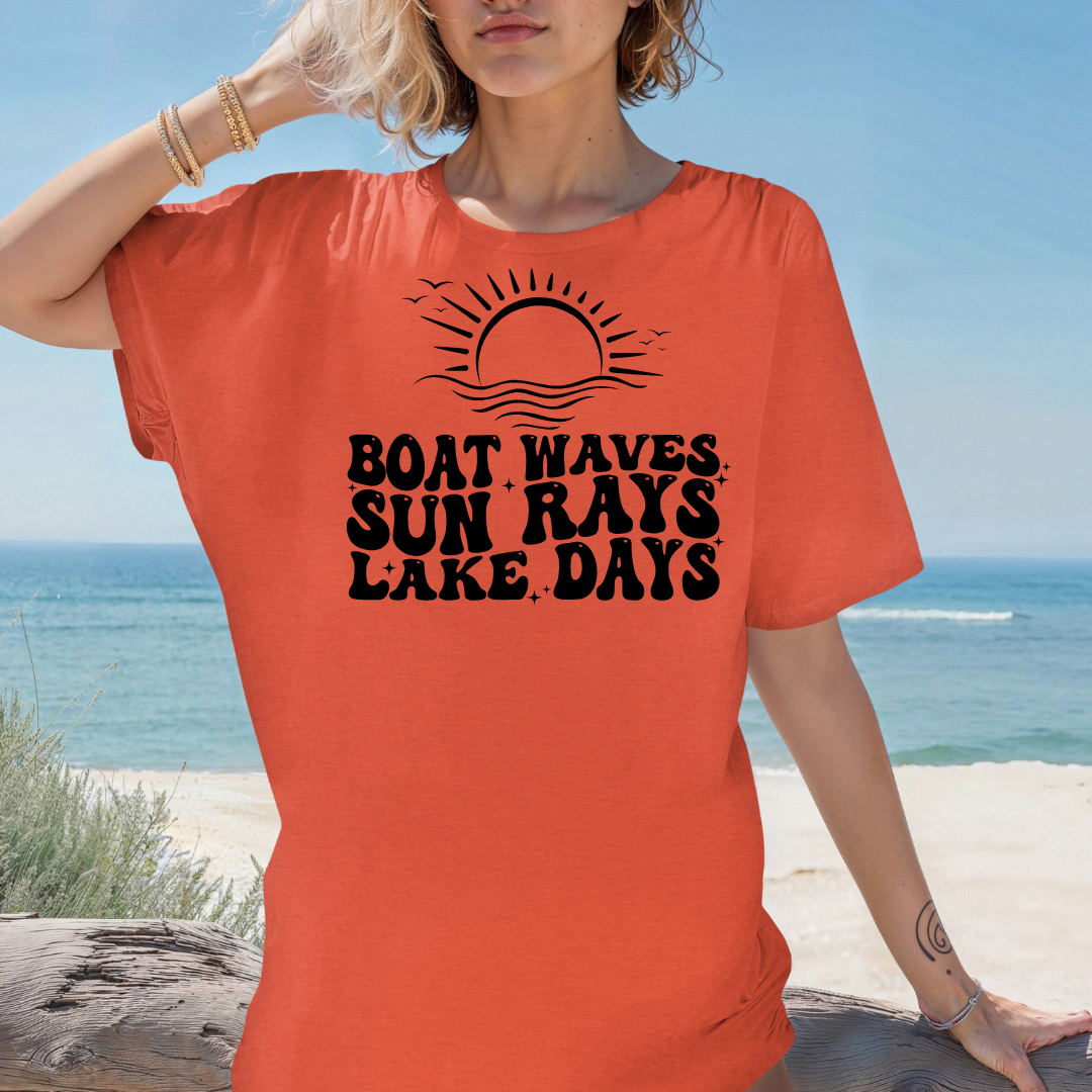 Boat Waves Sun Rays Lake Days Unisex Jersey Short Sleeve Tee