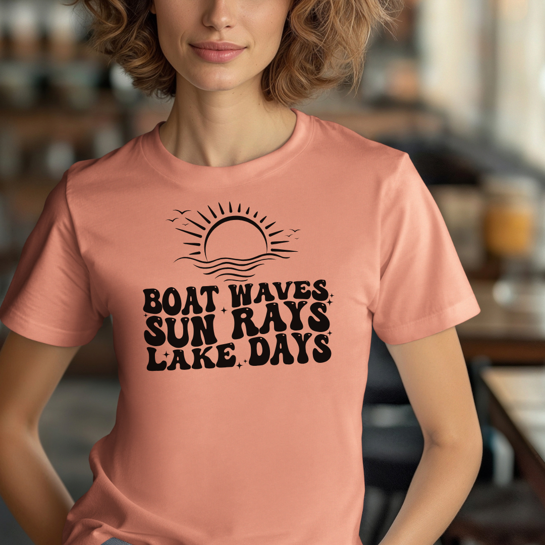 Boat Waves Sun Rays Lake Days Unisex Jersey Short Sleeve Tee