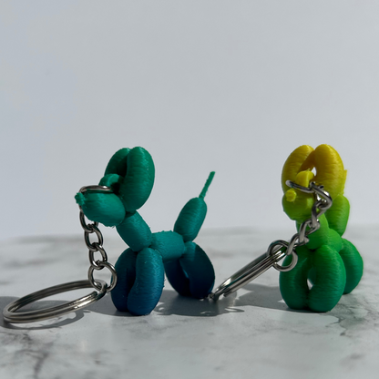 Rainbow Colored 3D Printed Balloon Dog Keychain