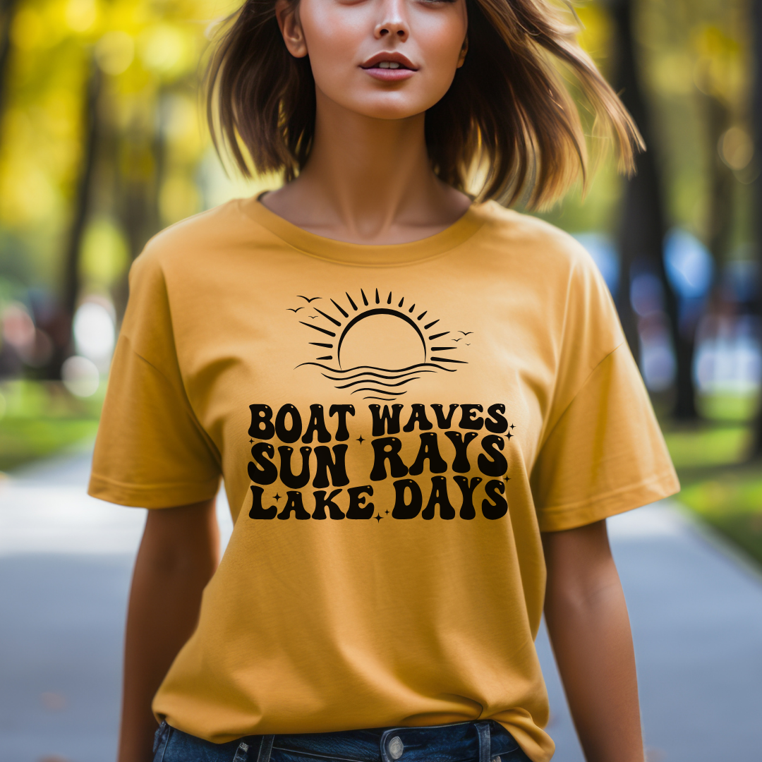 Boat Waves Sun Rays Lake Days Unisex Jersey Short Sleeve Tee