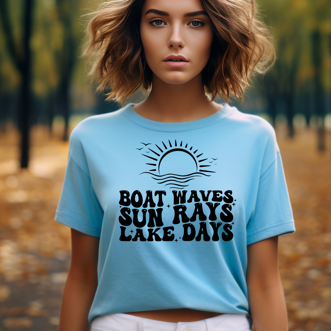 Boat Waves Sun Rays Lake Days Unisex Jersey Short Sleeve Tee