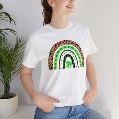 Green Lepard Rainbow St. Patrick's Day Unisex Jersey Short Sleeve Tee