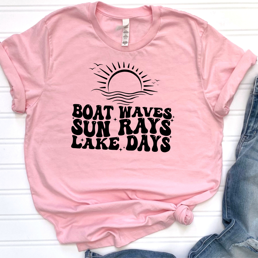 Boat Waves Sun Rays Lake Days Unisex Jersey Short Sleeve Tee