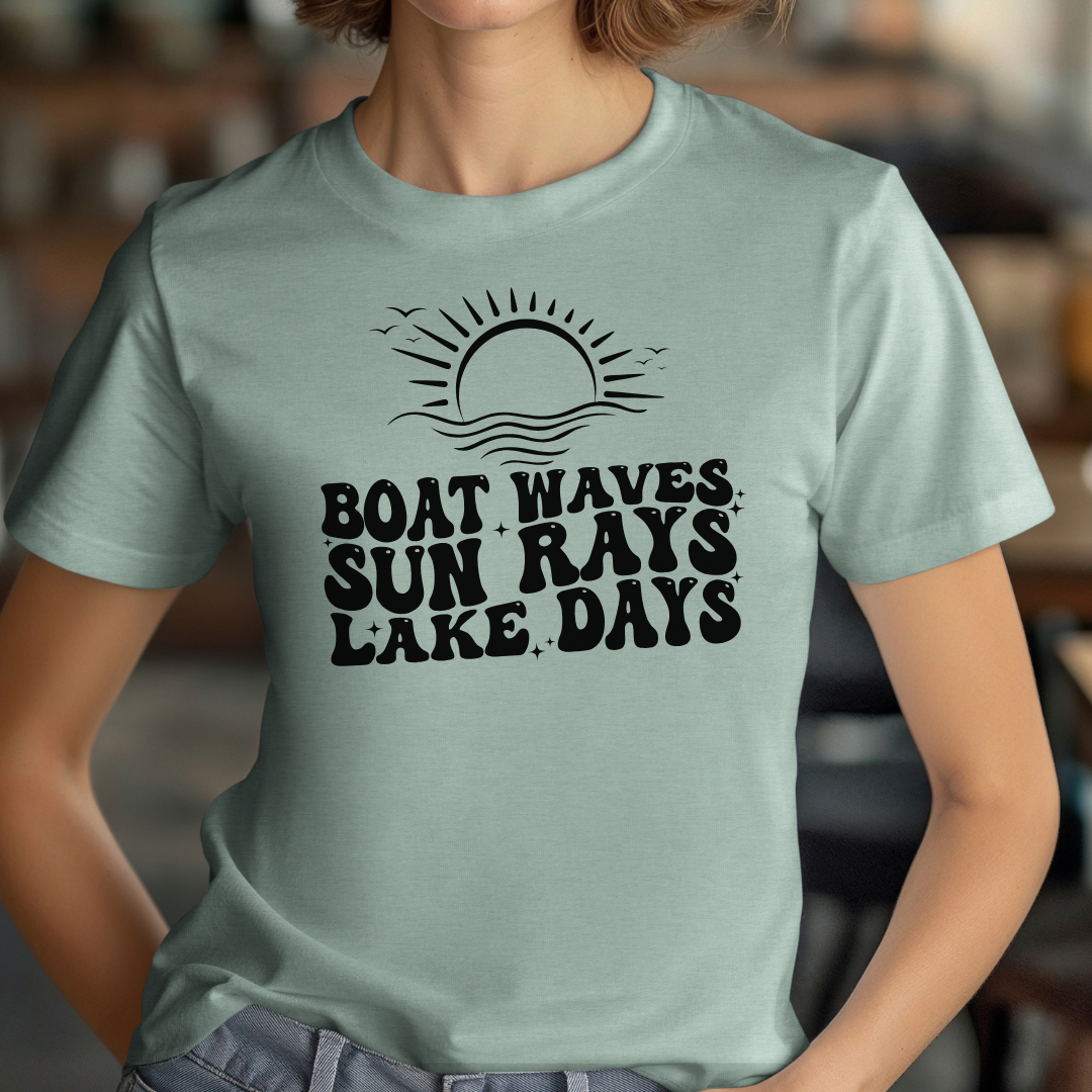 Boat Waves Sun Rays Lake Days Unisex Jersey Short Sleeve Tee