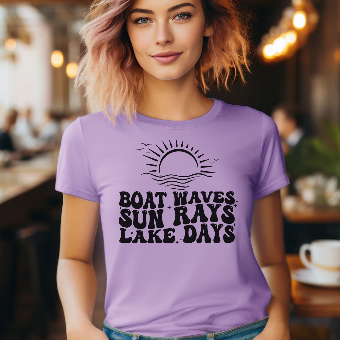 Boat Waves Sun Rays Lake Days Unisex Jersey Short Sleeve Tee