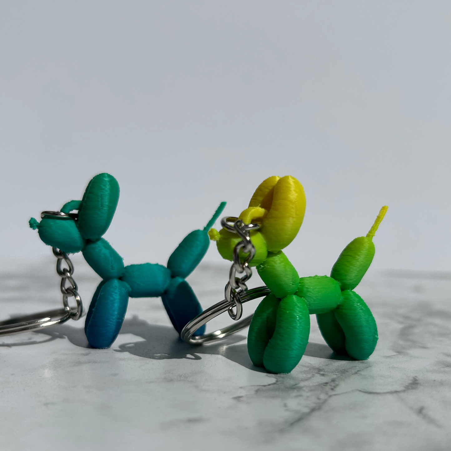 Rainbow Colored 3D Printed Balloon Dog Keychain