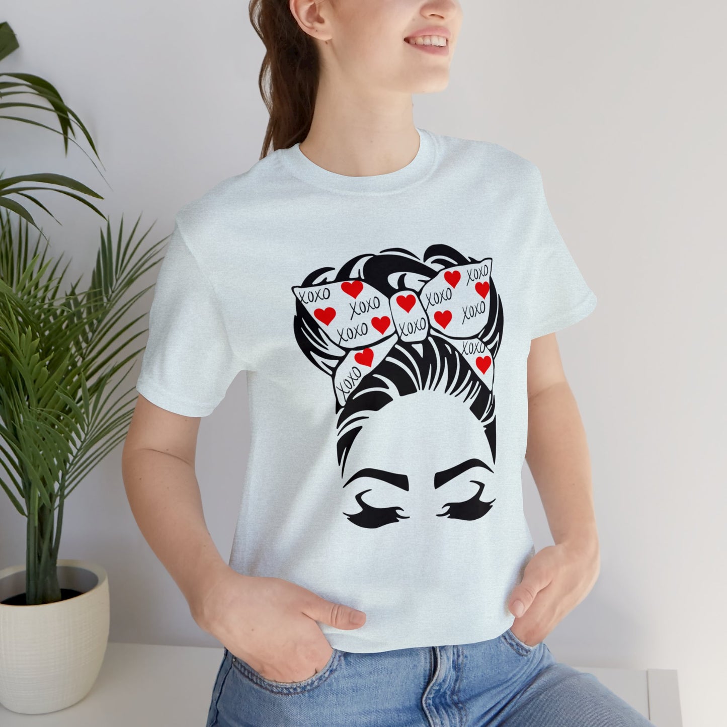 Valentine's Day Messy Bun | Unisex Jersey Short Sleeve Tee