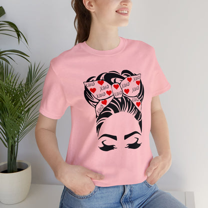 Valentine's Day Messy Bun | Unisex Jersey Short Sleeve Tee