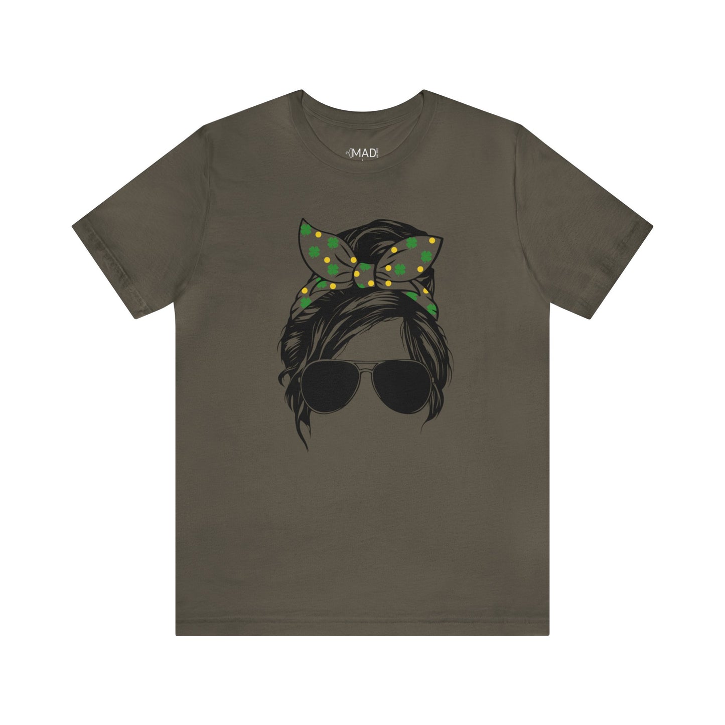 Green | Shamrock | Messy Bun | St. Patrick's Day | Unisex Jersey Short Sleeve Tee