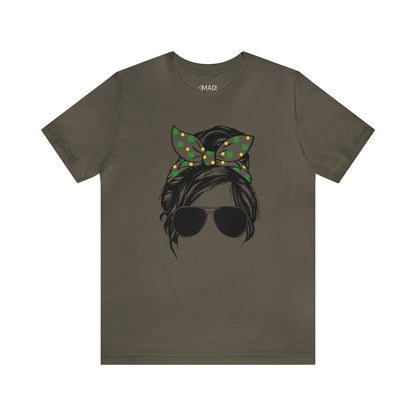 Green | Shamrock | Messy Bun | St. Patrick's Day | Unisex Jersey Short Sleeve Tee