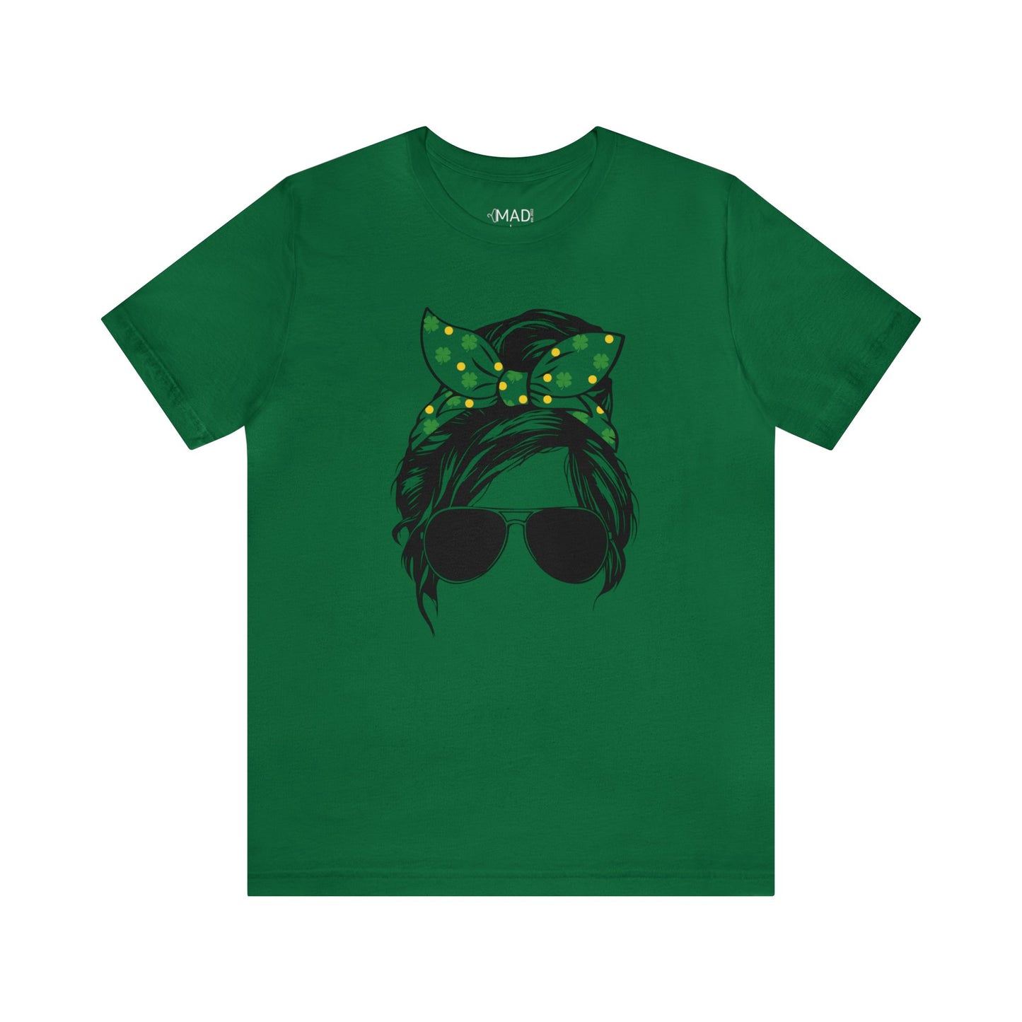 Green | Shamrock | Messy Bun | St. Patrick's Day | Unisex Jersey Short Sleeve Tee