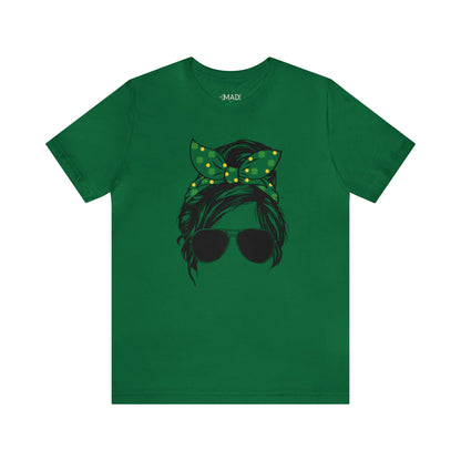 Green | Shamrock | Messy Bun | St. Patrick's Day | Unisex Jersey Short Sleeve Tee